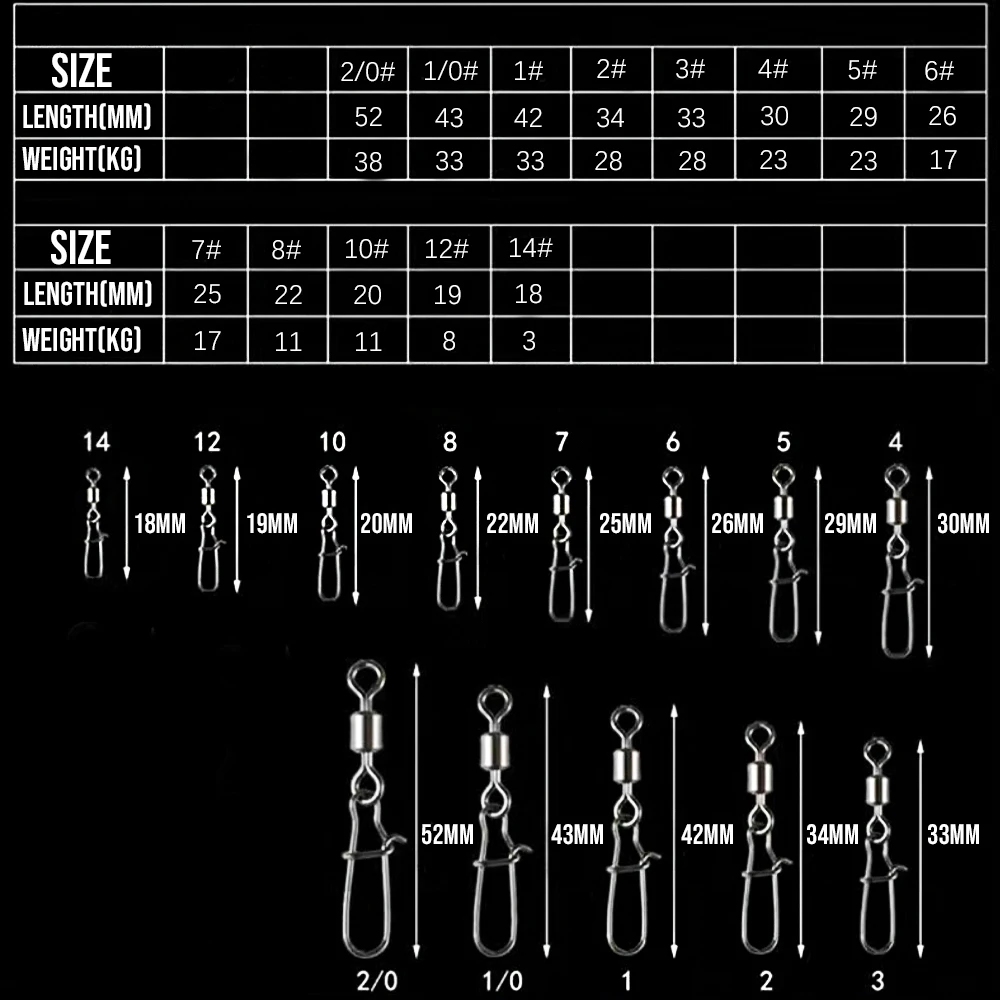 B & U-señuelo de anzuelo de Lucio, accesorios de pesca, Pin conector, rodamiento giratorio, aparejos de acero inoxidable, 50 piezas