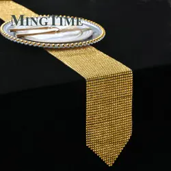 Gold Silver Diamond Mesh Table Runner Crystal Rhinestone Ribbon Bling Sparkly Wrap lace christmas Wedding Party Decoration