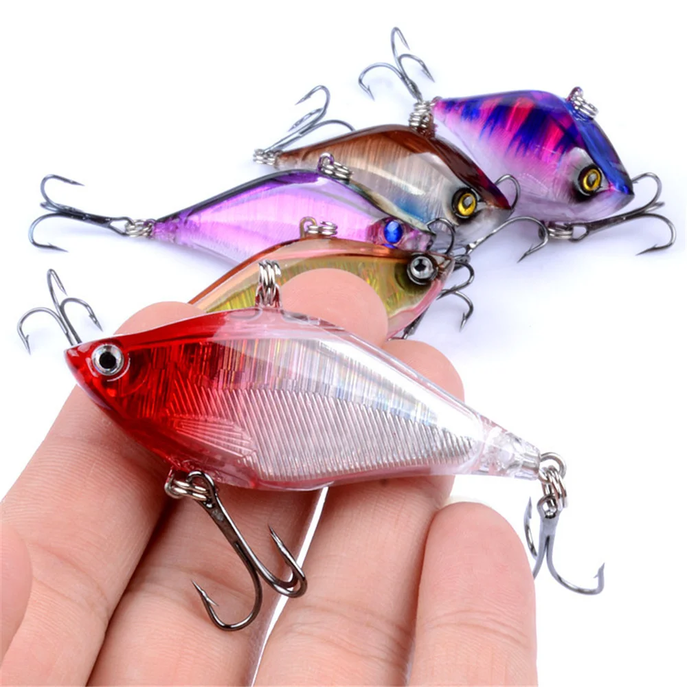 1Pcs Laser Hard VIB Ice Fishing Lures 13.9g/6cm Vibration Rattling Sinking Plastic Bait Wobbler Crankbaits Fishing Tackle Pesca