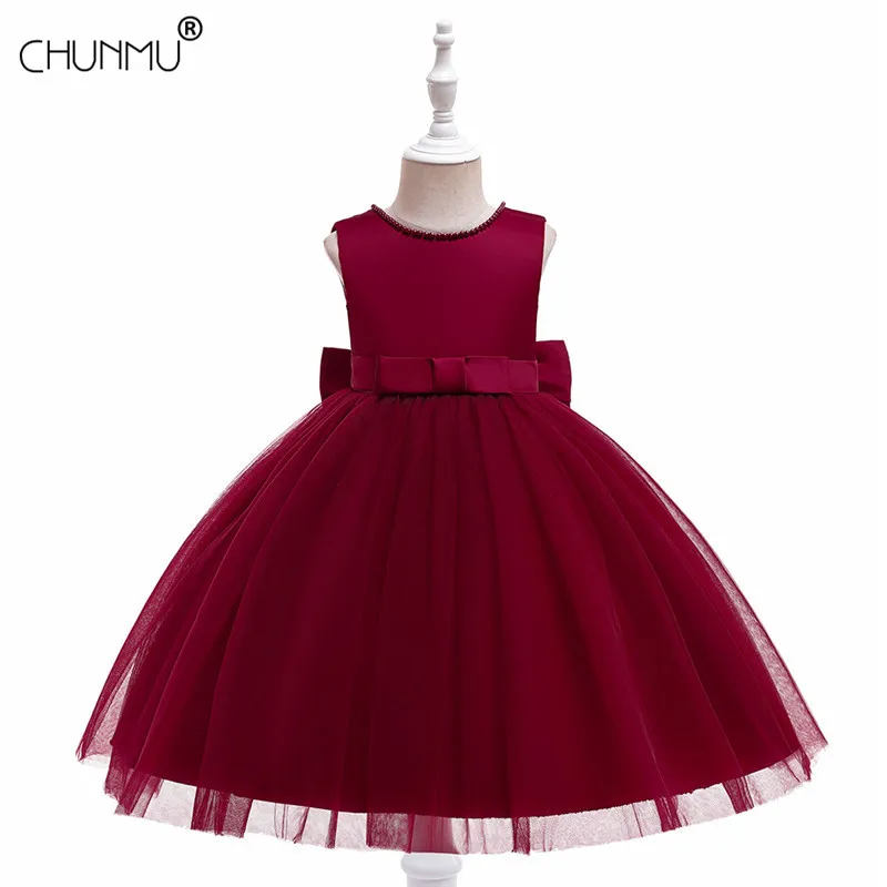 

Flower Girl Dress For Girls Lace Tutu Kids Clothing Elegent Bow Girls Dresses for Children Princess Party Custumes