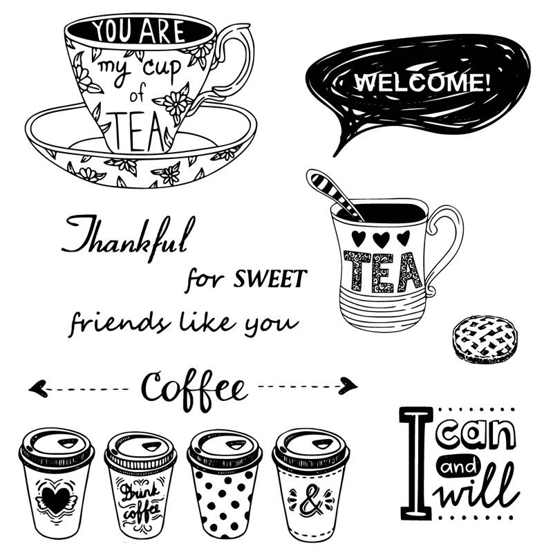 

AZSG Various Coffee Cups Clear Stamps For DIY Scrapbooking Decorative Card Making Crafts Fun Decoration Supplies