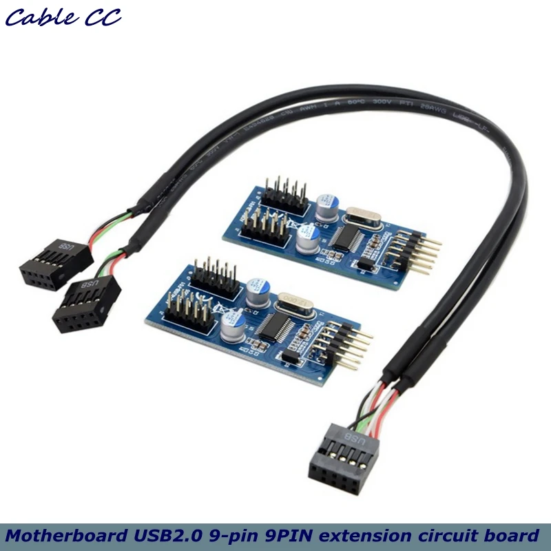 30cm motherboard USB 9Pin interface header connector splitter 1 to 2 1 to 4 extension cable adapter 9-pin USB HUB connector