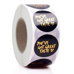 100-500pcs You've Got Great Taste Stickers Black Background Gold Foil Thank You Stickers for Business Gift Seals Party Supplies