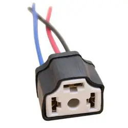 Faros delanteros H4 9003 para coche, cableado de cable de cerámica, Bombilla, arnés de lámpara, 3 agujeros, enchufe Base, 2 piezas