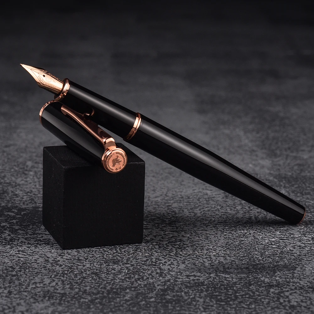 

Hongdian 920 Metal Black Fountain Pen Extra Fine / Fine Nib 0.4/0.5mm Rose Gold Clip Elegant Excellent Business Office Gift Pen