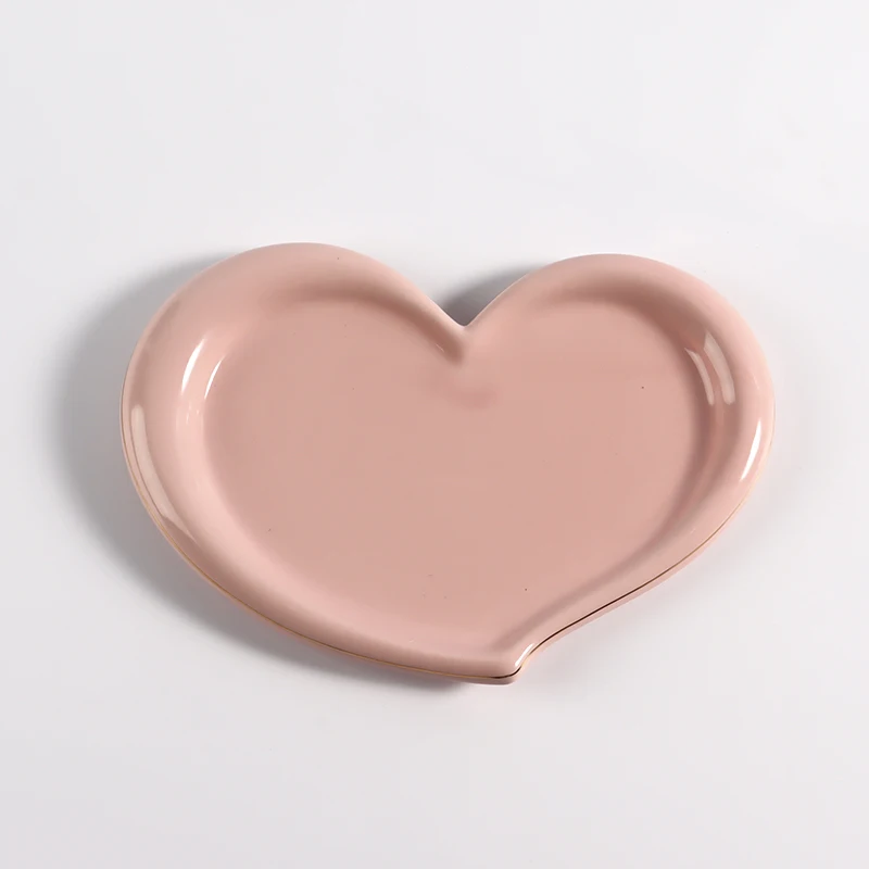 Creative Heart-shaped Ceramic Storage Tray Living Room Mug Tray Desktop Snack Tray Decoration Home Decoration Accessories