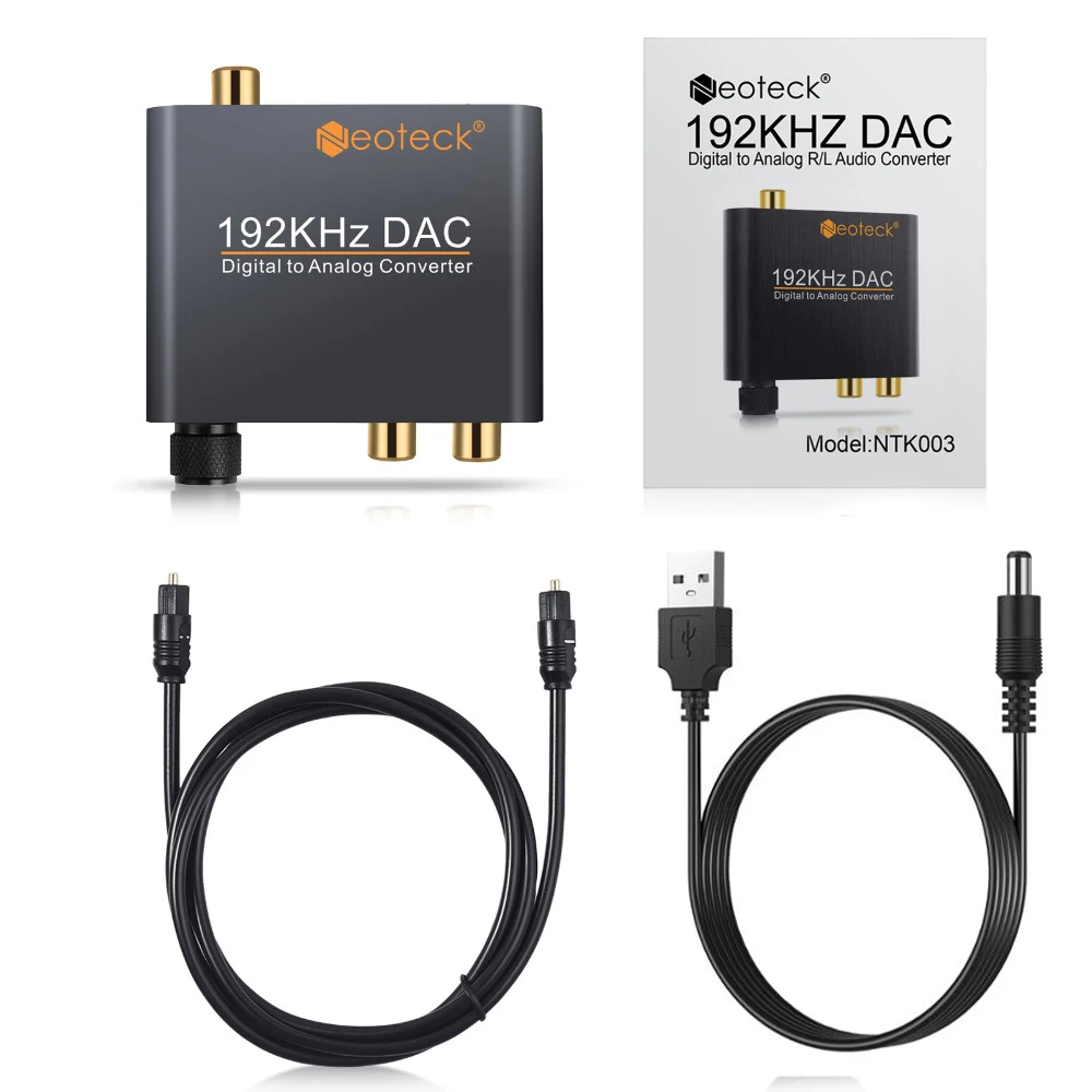 Neoteck alluminio nero grigio convertitore DAC adattatore digitale/analogico Toslink ottico coassiale a Stereo L/R RCA 3.5mm Jack DAC