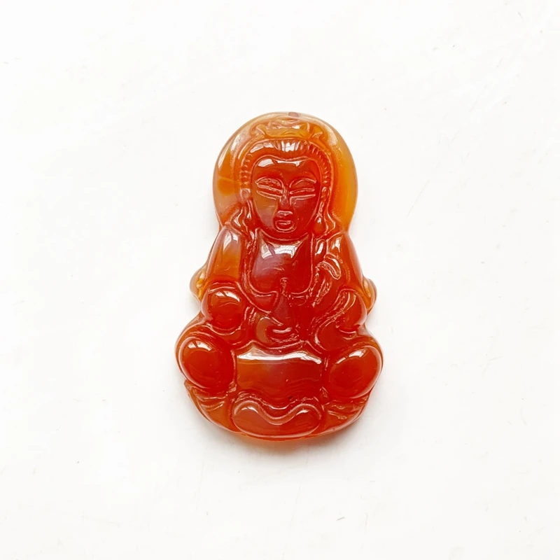 Carnelian Stone Guan Yin Pendant Stone Figurine Natural Onyx Buddha Pendant Diy Necklace Spiritual Jewelry Accessories 1pc