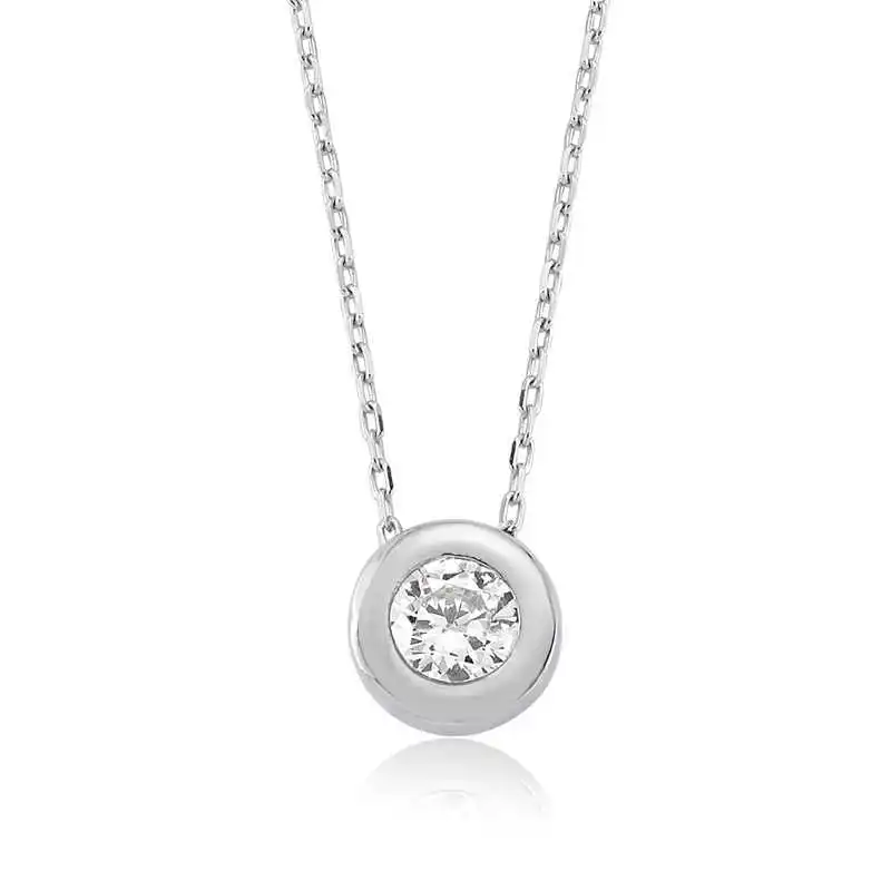 Sterling Silver 925 Necklace for Women Zircon Stone  925 Sterling Women Fine Jewelry Wedding Party Birthday Gift - Box - Jeweled - Pendant - Chain Choker - Female - Ladies - Fashion