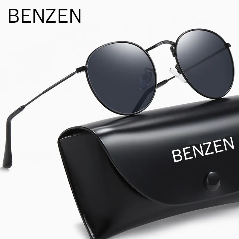 

BENZEN Classic Reflective Sunglasses Men Hexagon Retro Sun glasses Women Stainless Steel Oculos Gafas De Sol Shades 6692