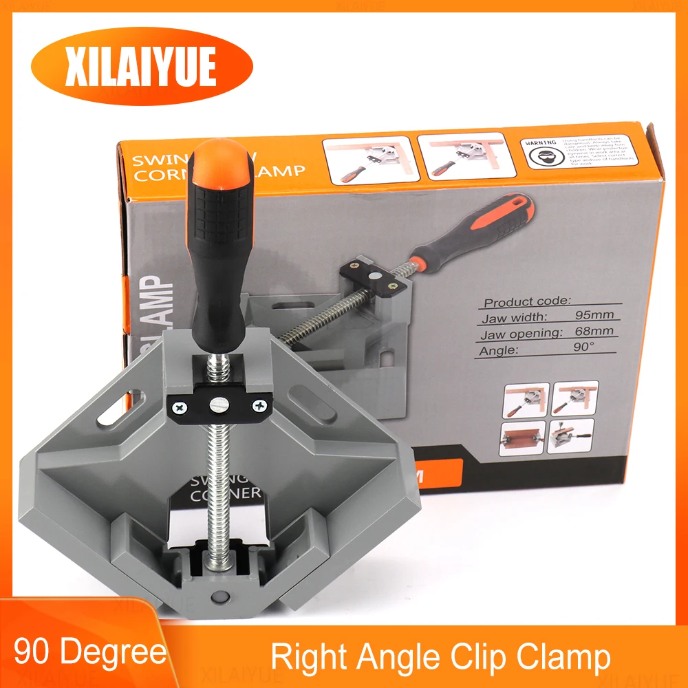 

90 Degree Right Angle Clip Clamp Tool Single Handle Aluminum Alloy Corner Clamp Woodworking Frame Clip Right Angle Folder Clamps