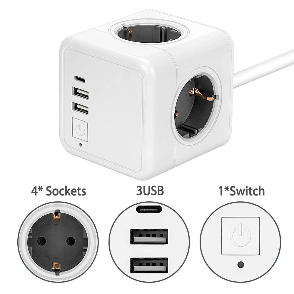 Presa da tavolo ue con porte di ricarica USB spina da 4.0mm cavo di prolunga da 1.5 M per telefono cellulare Ipad Led Light