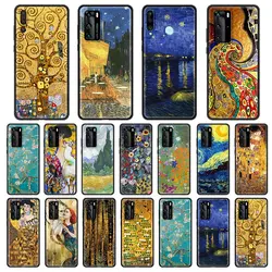 Phone Case for Apple iPhone 14 13 15 Pro Max 11 Pro 12 Mini Soft Cover Van Gogh Starry Night Klimt Kiss