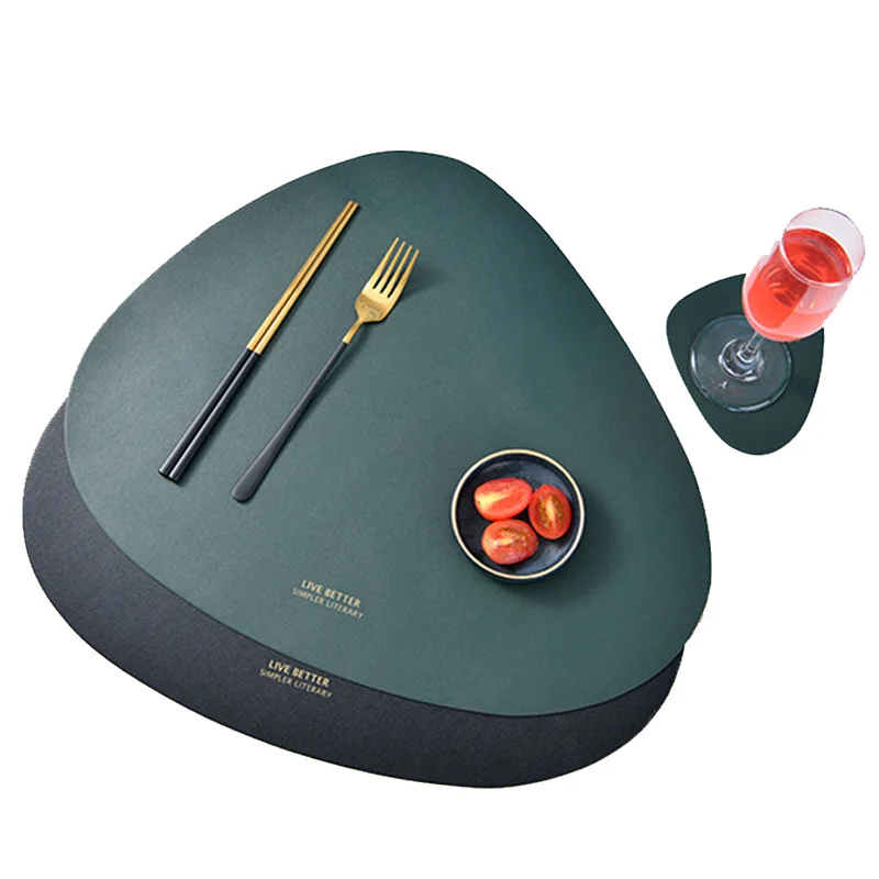 

Tableware Pad Placemat Table Mat PU Leather Heat Insulation Non-Slip Simple Placemats Disc Coaster Placemat for Dining Table