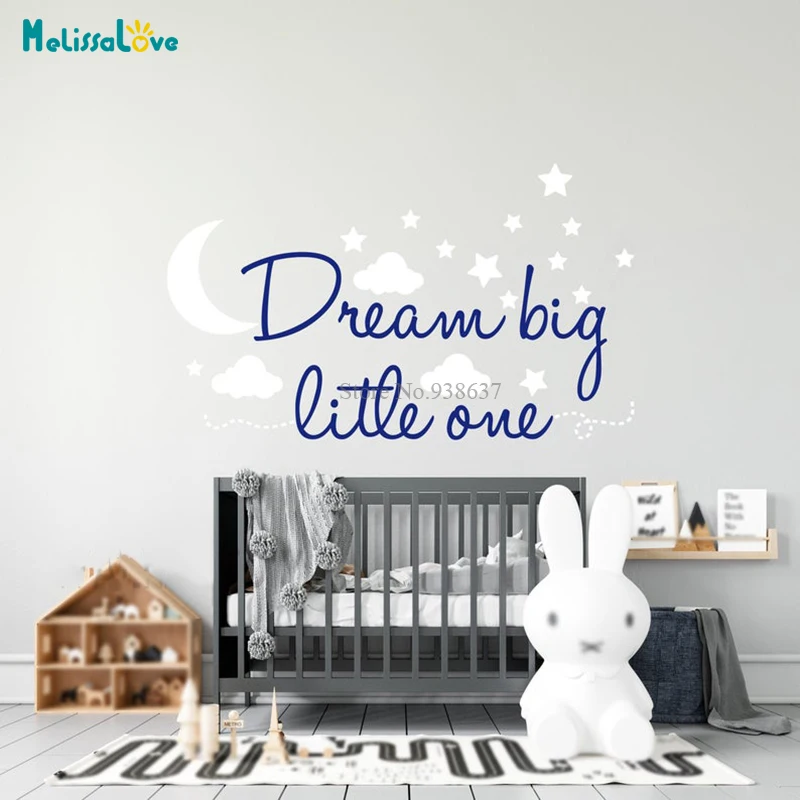 Big Size 2 Colors Baby Room Quote Wall Decal Dream Big Little One Playroom Nursery Mural Vinyl Wall Sticker BA970