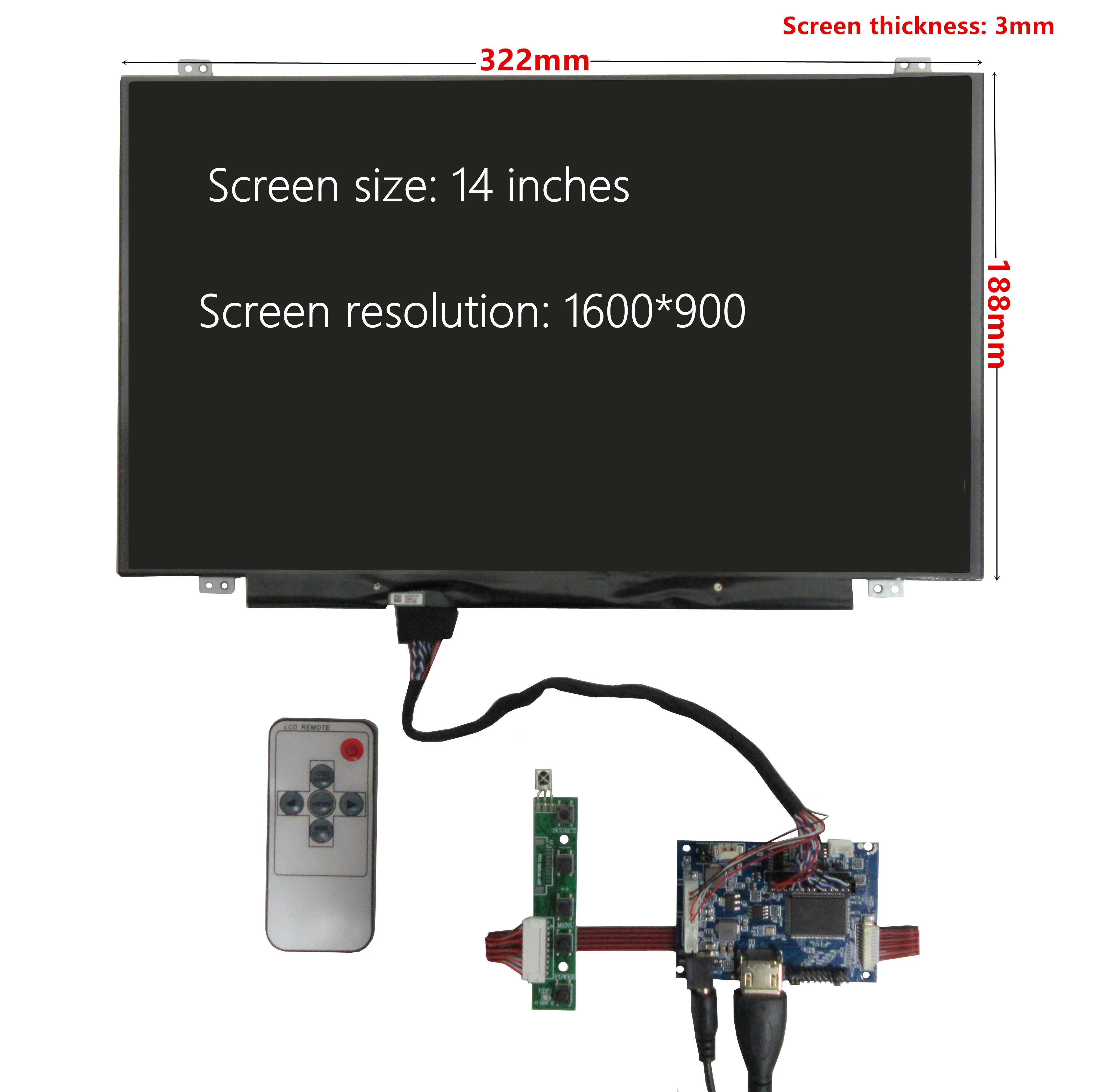 14 zoll 1600*900 Display LCD Monitor Control Fahrer Bord HDMI-Kompatibel Für Computer Sekundären Bildschirm Raspberry pi