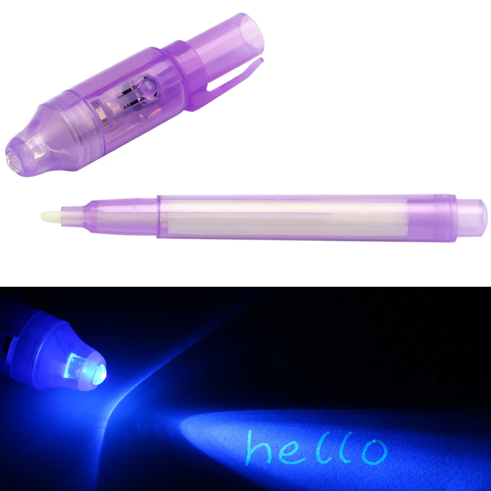 Magic Purple 2 In 1 UV Fluorescent pen Black Light Combo Creative Stationery Invisible Ink Pen Stationery Office School Supplies