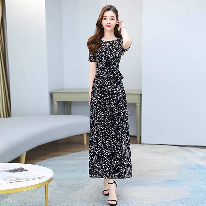 Đầm Đen Cổ Midi Sundress Mùa Hè Nữ Ôm Body Dự Tiệc Tối Vestidos 2022 Voan Trắng Boho Đi Biển Đầm Maxi