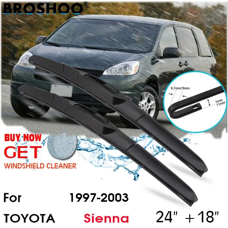 

Car Wiper Blade Front Window Windscreen Windshield Wiper Fit J hook Blades Accessories For TOYOTA Sienna 24"+18" 1997-2003