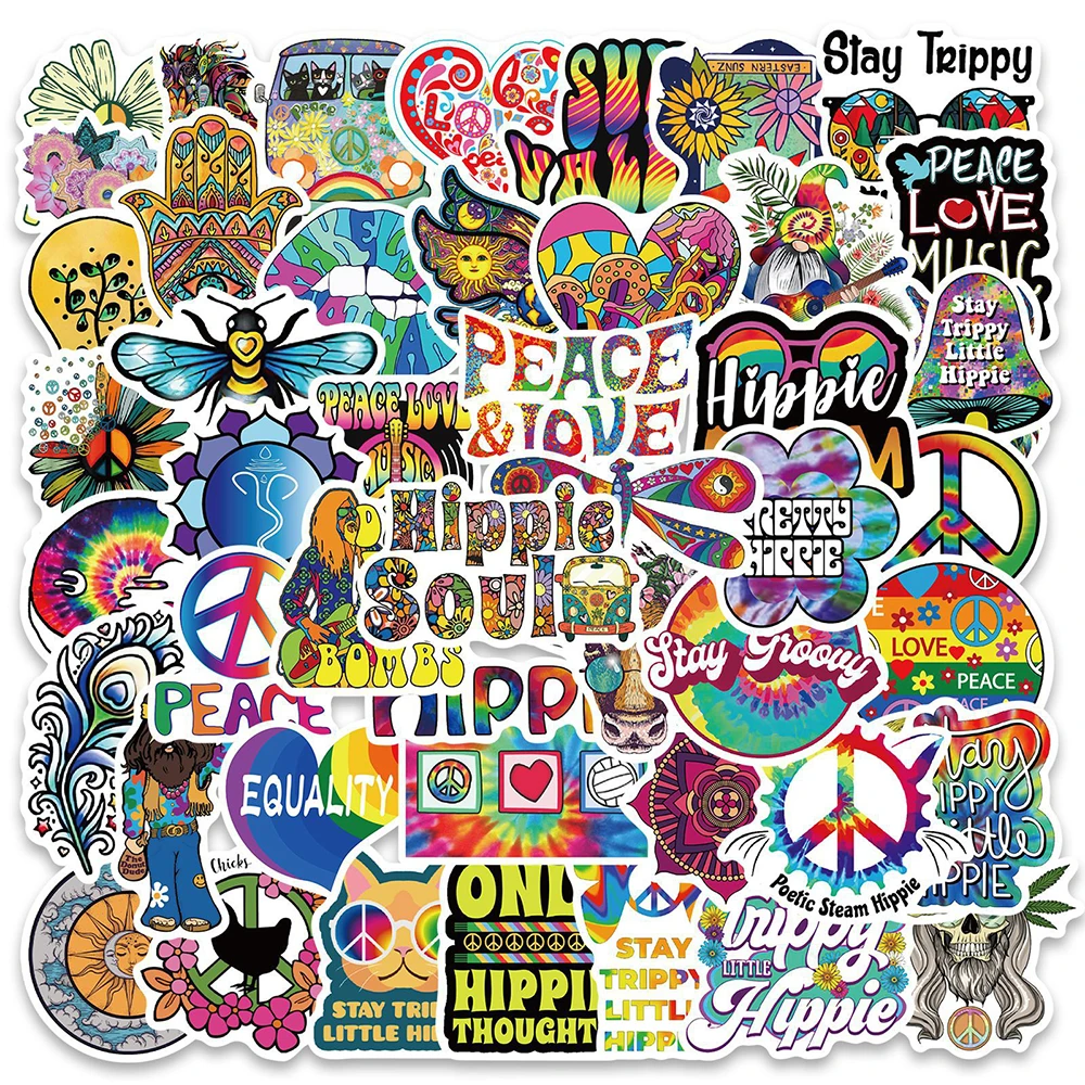 10/30/50/100PCS Retro Hippies Stickers Aesthetic Motorcycle Laptop Luggage Skateboard DIY Waterproof Sticker Decals For Kids Toy