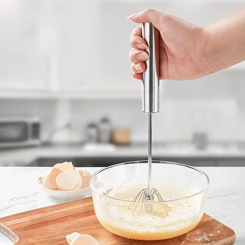 1Pcs Household kitchen tool egg cream sauce semi-automatic mixer hand pressure rotary manual whisk