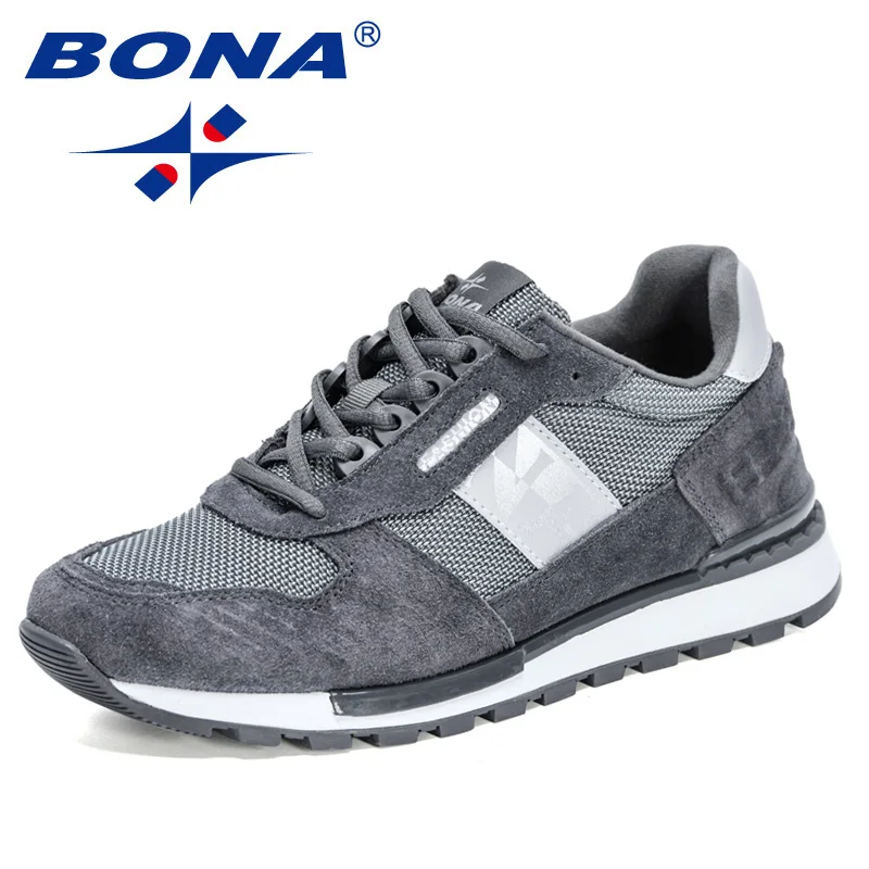 

BONA 2022 New Designers Suede Running Shoes Men Fashion Jogging Sneakers Man Wear-resisting Tenis Masculino Walking Footwear