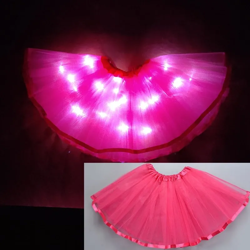 2024 new year Light LED Girl Kids Clothes  Tutu Skirt Princess Party Tutus Tulle Pettiskirt Child Ballet Dance  Christmas white