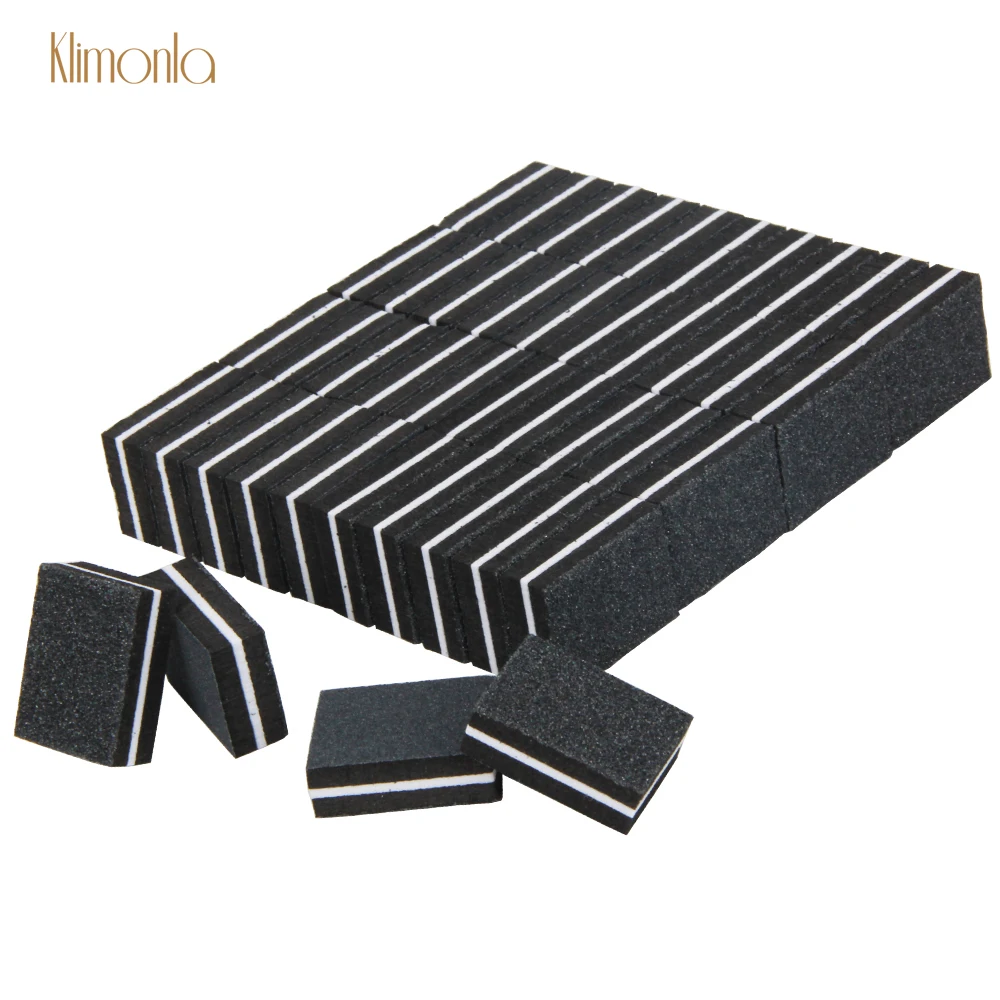 50pcs/lot Black Double Sided Sanding Sandpaper Nail Files Mini Cube Shape Sponge Nail Buffer Block Manicure Nail Salon Supplies