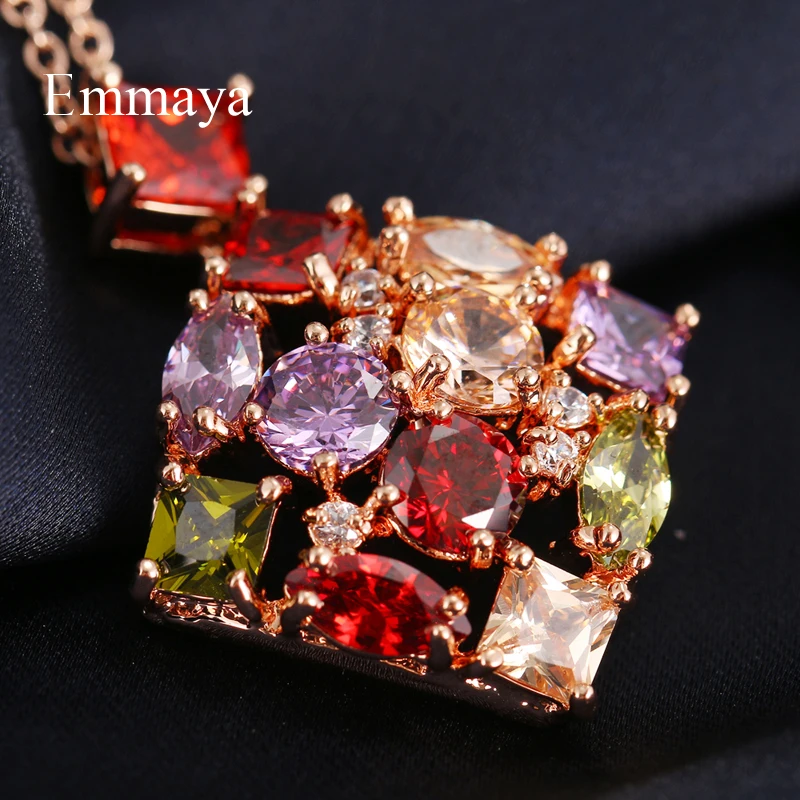 Emmaya New Arrival Colorful Cubic Zircon Shiny Necklace For Women Elegant Jewelry In Banquet Fashion Geometry Ornament