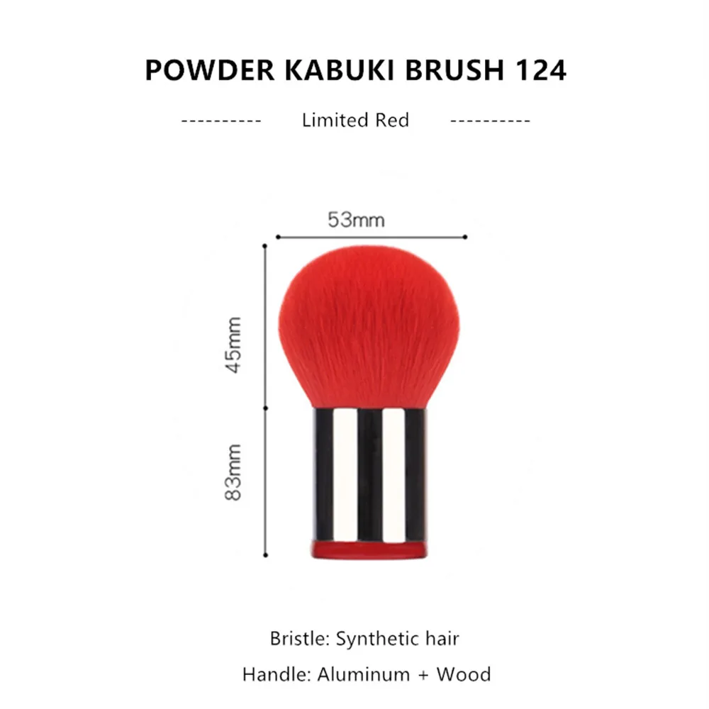 Pinceau de maquillage Kabuki à poudre rouge limitée, Portable, multi-usages, pour fond de teint, poudre bronzante, blush, cosmétiques, 124