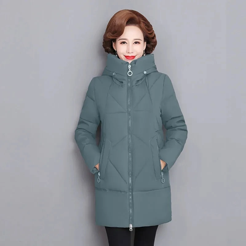 2022 New Winter Padded Jacket Mother Mid-Aged and elderly female Long Cotton-Padded Jacket Thick Parkas Mother Down Cotton Coat