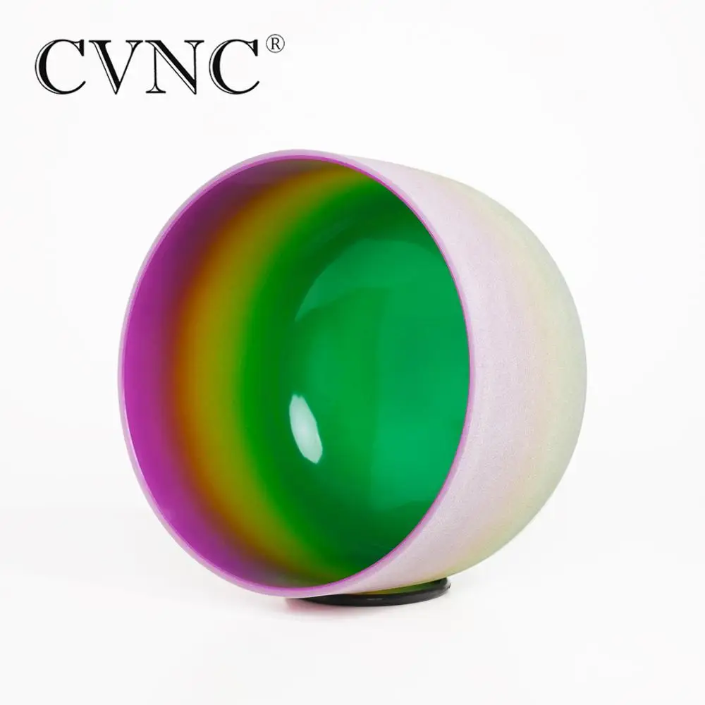 

CVNC 8 Inch B Note Purple Rainbow Chakra Quartz Crystal Singing Bowl Crown Chakra 440/432Hz for sound healing with Free Mallet