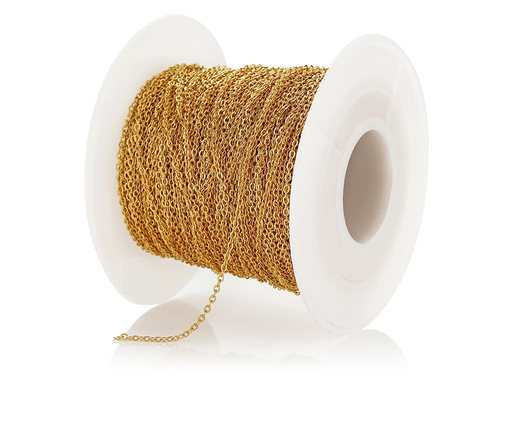 10 Meter 1/1,5/2mm Gold Edelstahlkette Halskette DIY O-Form Kreuzketten für Armbänder Schmuckherstellungskomponenten – Detail 14
