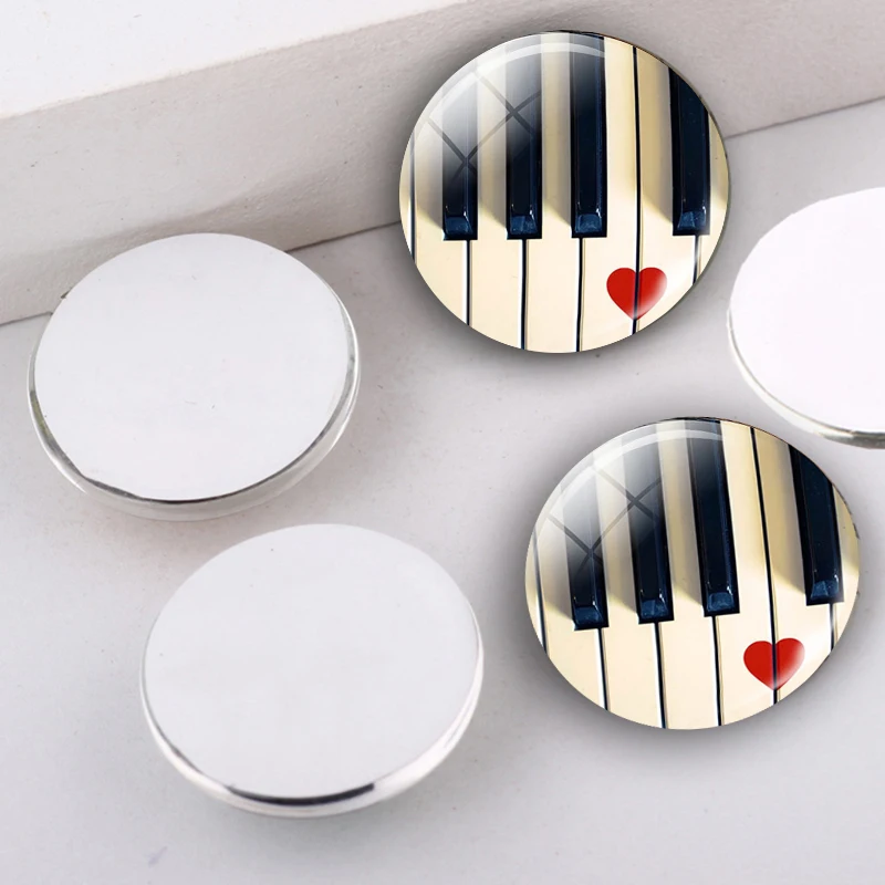 5Pcs/lot Glass Cabochon Musical Piano Guitar Clarinet Photo Round Glass Dome Jewelry Supplies 12mm/16mm/20mm/25mm