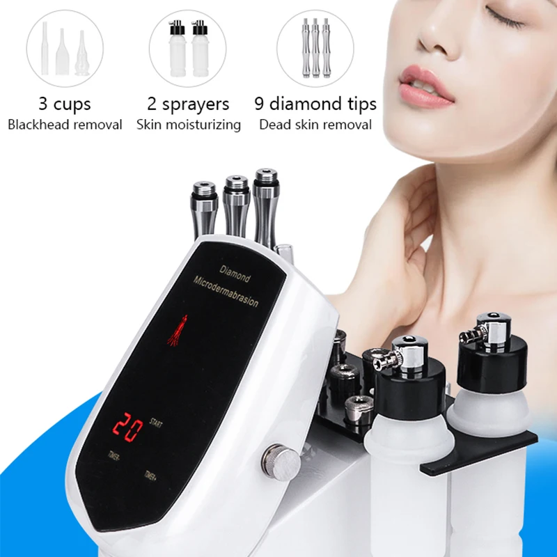 3 in 1 Diamond Microdermabrasion Machine For Blackhead Remover Facial Skin Exfoliators Water Spray Face Peeling Skin Tools