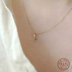 925 Sterling Silver Plated 14K Gold Necklace Retro Temperament Rose Flower Pendant Necklace for Women Wedding Jewelry