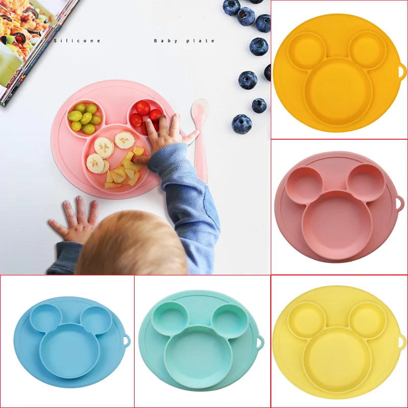 Suction Plates For Babies BPA Free Silicone Toddlers Dishes For Self Feeding Divided Kids Feeding Bowls Chindren's Tableware