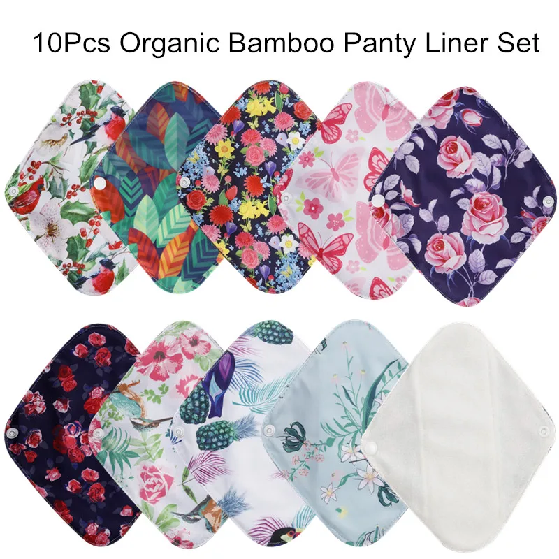 10pcs Reusable Waterproof Bamboo Fiber Pads Menstrual Cloth Sanitary Pads Feminine Maternity Hygiene Panty Liner