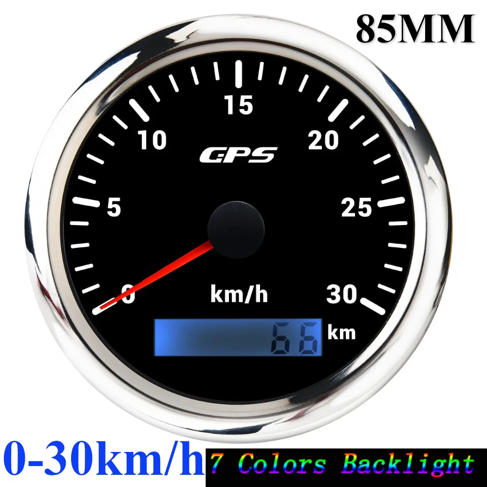 85mm GPS Speedometer Odometer Gauge 0-120MPH 160MPH 120KMH 200kmh with 7Colors Backlight For Car Boat Motorcycle Truck 12V/24V image 3
