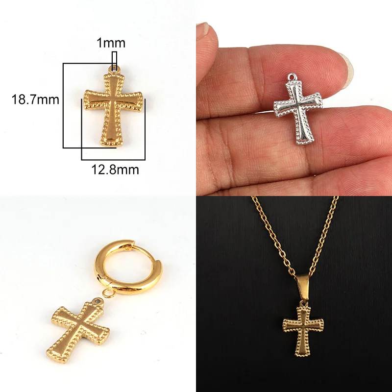 5pcs Stainless Steel Charms Cross Charms Geometric Cross Pendant For DIY Jewelry Necklace Bracelet Jewelry Accessories