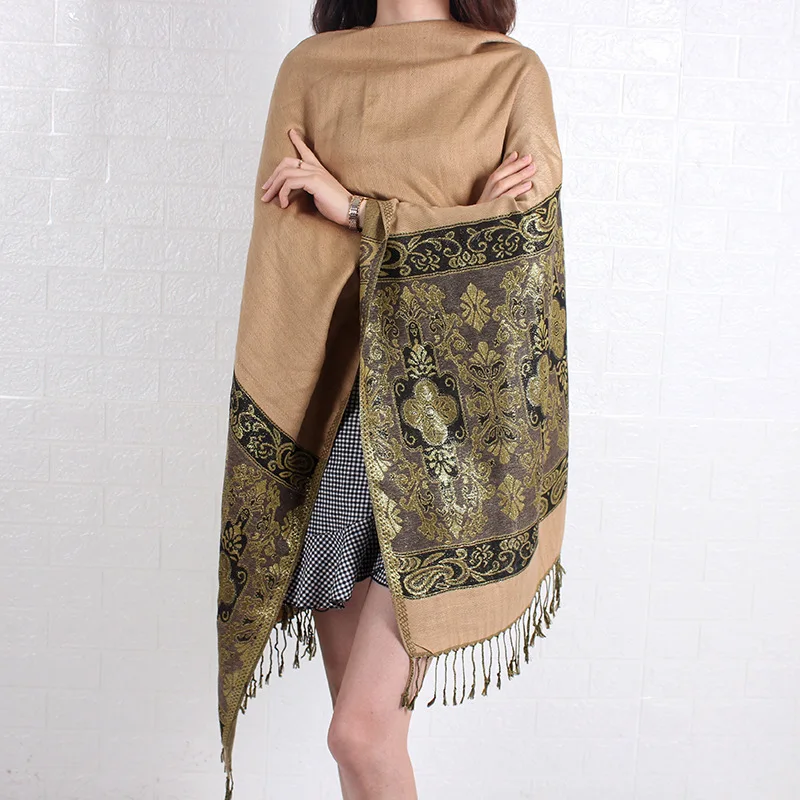 Scarf Bohemian Autumn Winter Blanket Long Ladies Ethnic Style Fringed Shawl Dual-Use Tassel Luxury Brand Travel Cape All-match