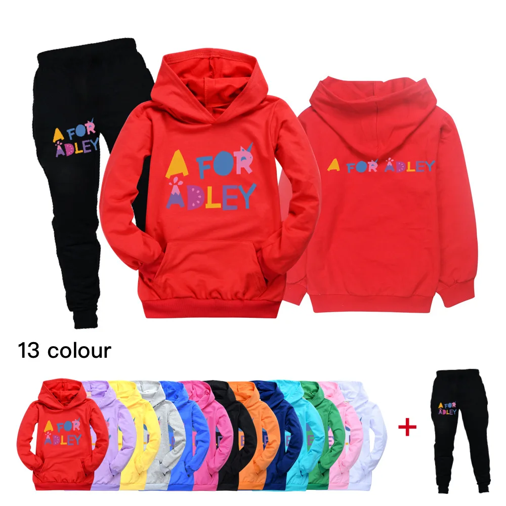 

A for Adley Kids Clothes Children's sports Outfits Cartoon Long Sleeve Hoodies Pants Suit Teens Girl Boys Jogger Set 2pcs 2-16Y