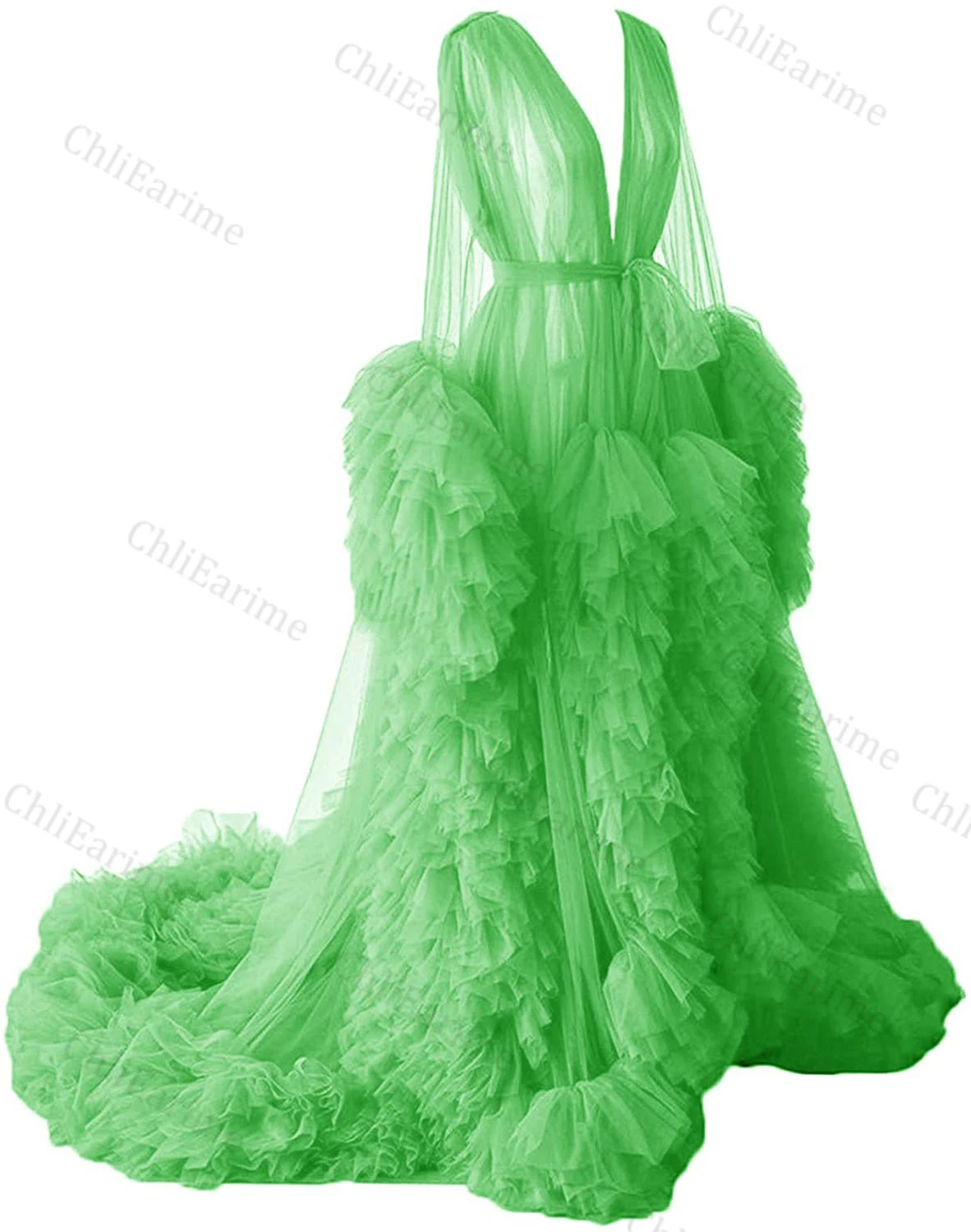 Ladies Dressing Gown Perspektive Sheer Long Robe Fluffy Dessous Fotografie