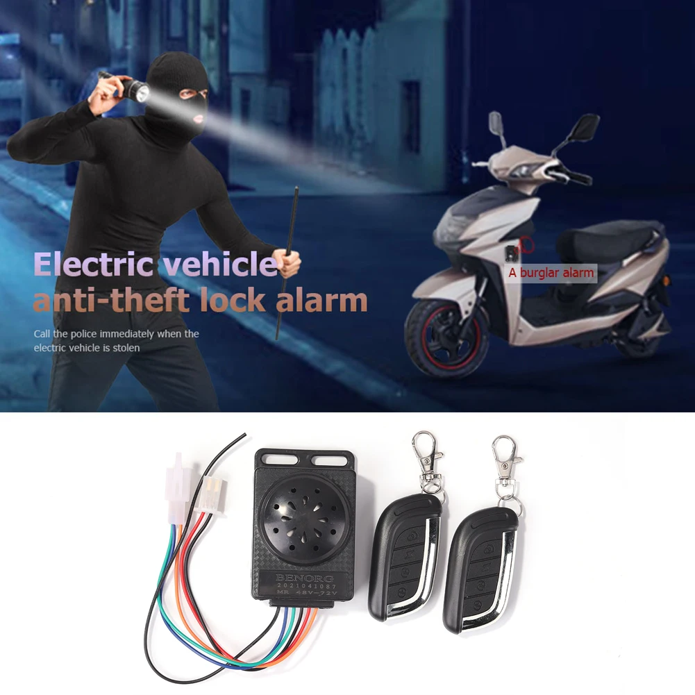 36V/48V/60V/72V Electric Scooter Anti-theft Lock Alarm Security System Smart Induction with Remote Control Scooters Accessories