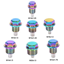 Uxcell M14x1.25 Multicolor Magnetic Oil Drain Plug Sump Pan Drain Nut Bolt Screw with Gaskets for Universal Car 1 Set