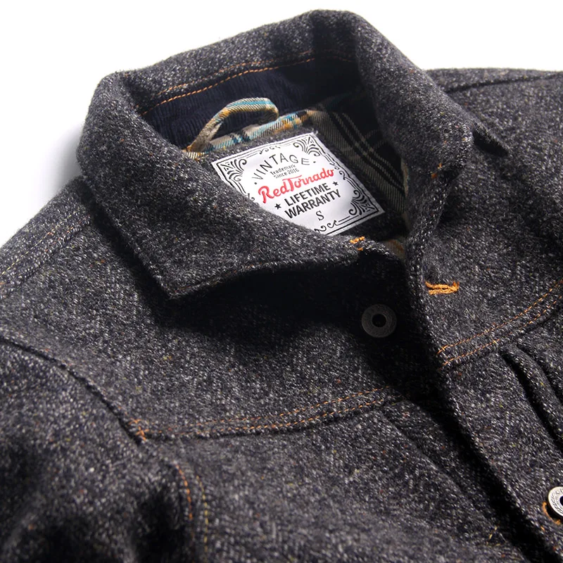 WT-0002 Rock Can Roll Read Description! Asian Size Washed Hand-Made Man's Vintage Super Heavy 500Gsm Wool Casual Stylish Jacket