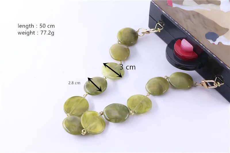 fashion design green beads chain handle diy decoration beads handle