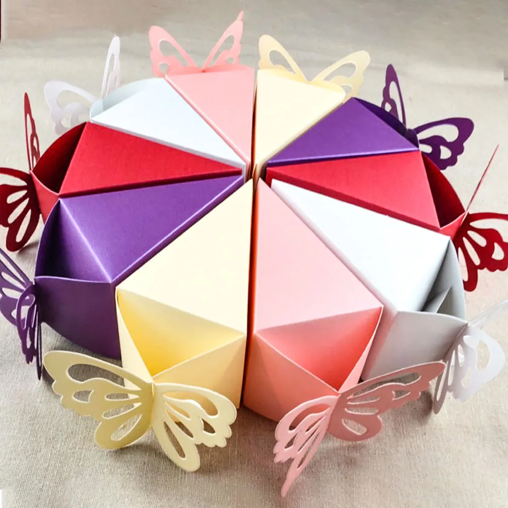 50 pieces Decoupage Butterfly Cake Candy Box Chocolate Paper Boxes Wedding Gifts Favor Boxes For Guests Wedding Souvenir