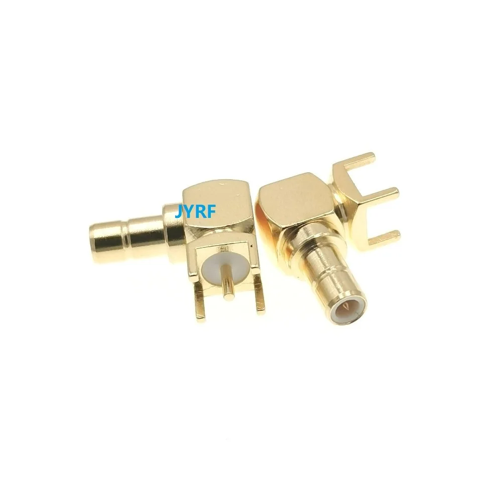 Conector PCB macho SMB, ángulo recto, chapado en oro