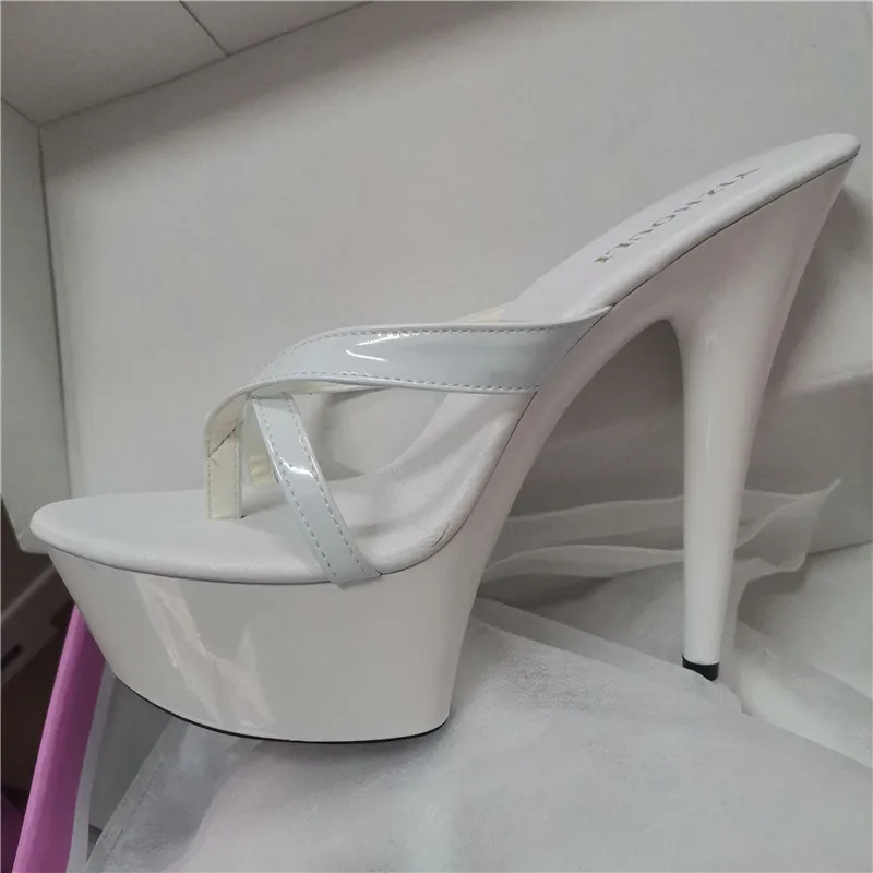 Stylish 15cm princess flip-flops, 6in sexy high heels for stage show, PU pole dancing shoes